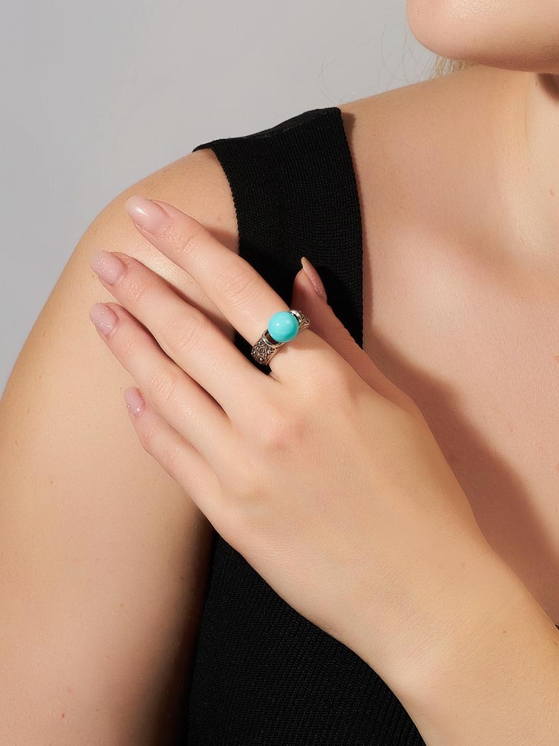 Кольцо Shine and Beauty 80799-108-к-майоркаголуб - фото 2