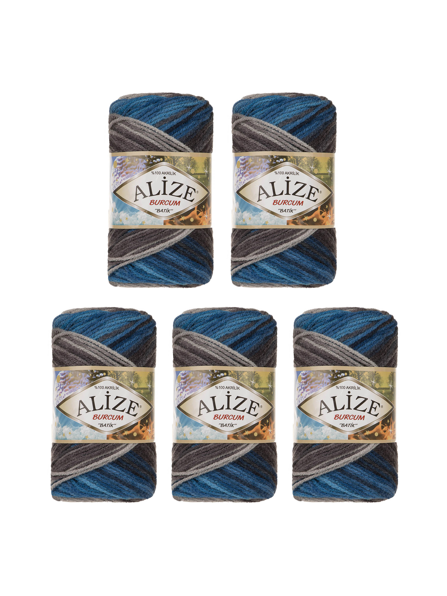 Пряжа Alize для вязания Burcum Batik 100 гр 210 м 5 мотков 4200 секционный - фото 6