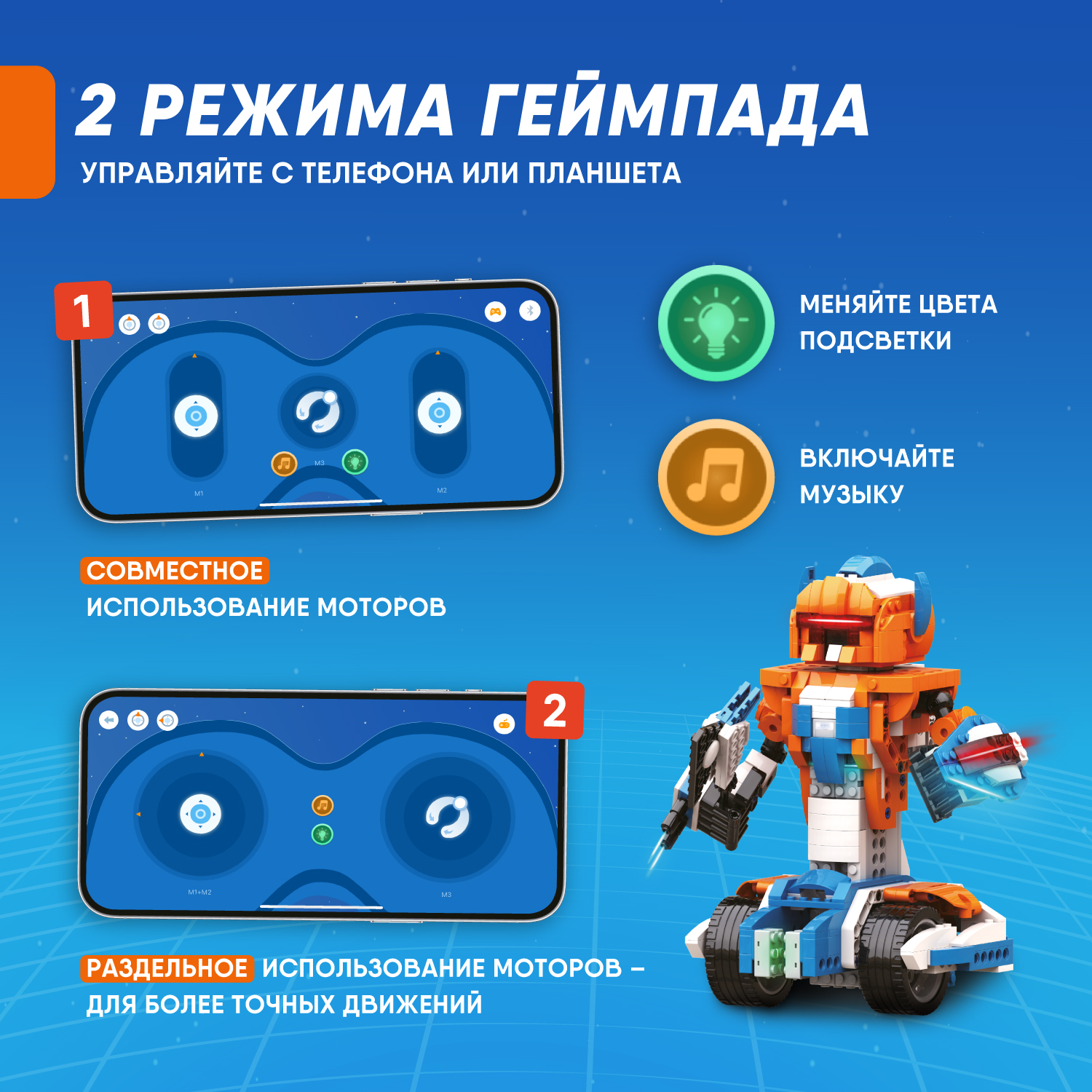 Конструктор Apitor Robot 12в1 электронный 600 дет. - фото 6