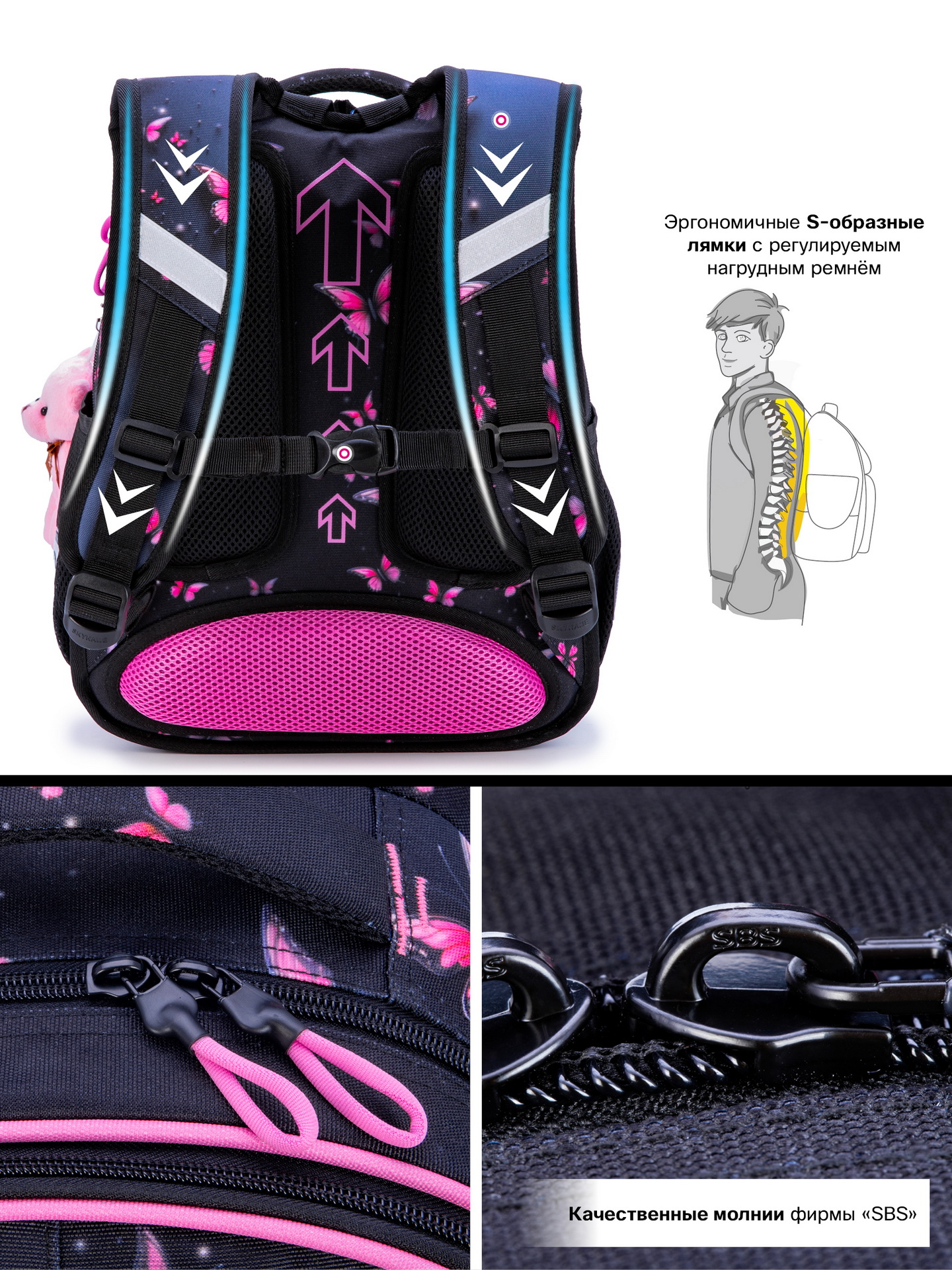 Рюкзак SkyName анатомическая спинка + брелок - фото 13