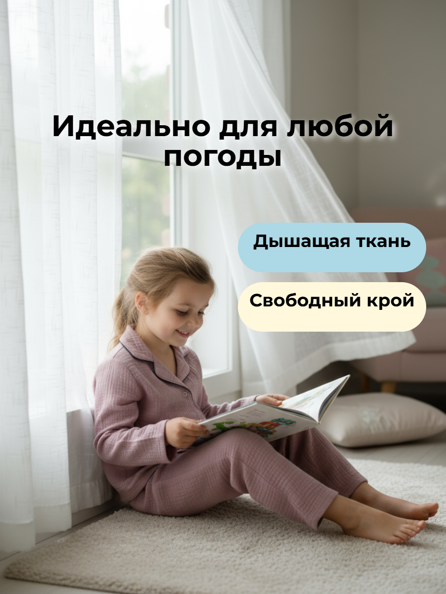 Пижама КВАРК лук пижама-муслин-п.роза - фото 3