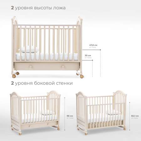 Детская кроватка Nuovita прямоугольная, без маятника (слоновая кость)