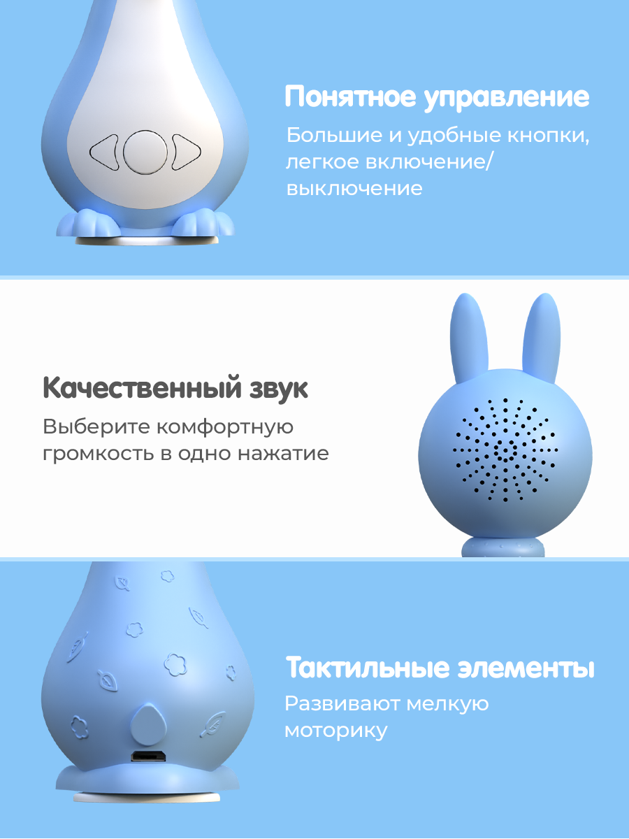 Игрушка BertToys Зайчик няня Грызушка Синий - фото 7