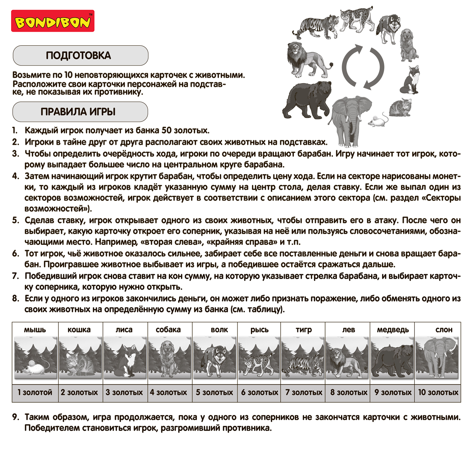 Настольная игра Bondibon стратегия Звериный Поединок - фото 12