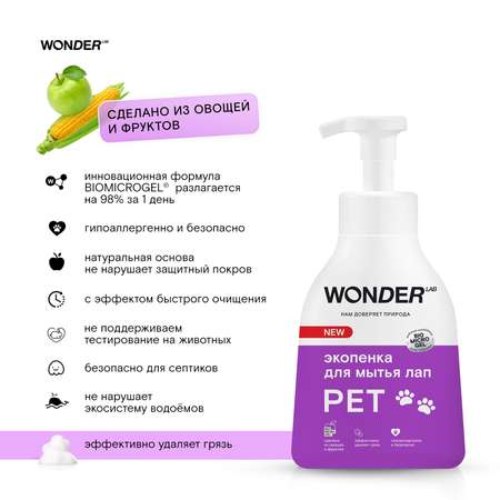 Пенка для мытья лап WONDER Lab 450мл