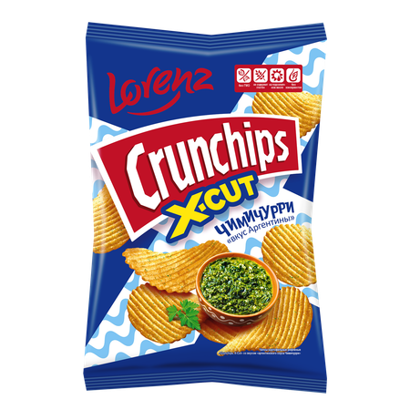 Чипсы рифленые картофельные Lorenz Crunchips X-Cut со вкусом Чимичурри 70г