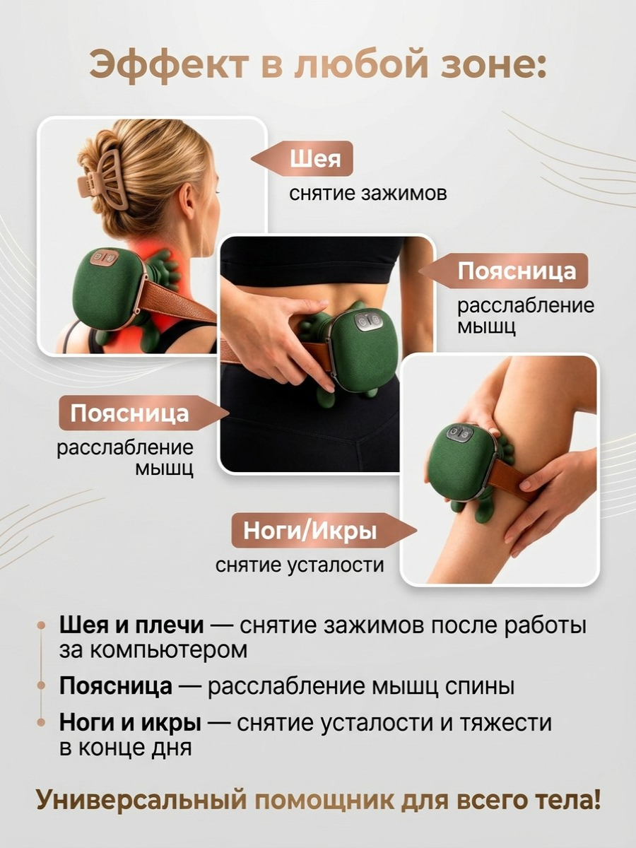 Массажер для шеи и спины ТОТОША Беспроводной электрический эффект рук согревает - фото 5