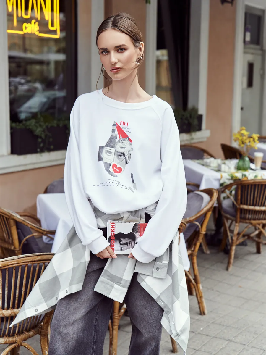 Свитшот Mark Formelle (Марк Формэль) 122510/белый +печать - фото 8