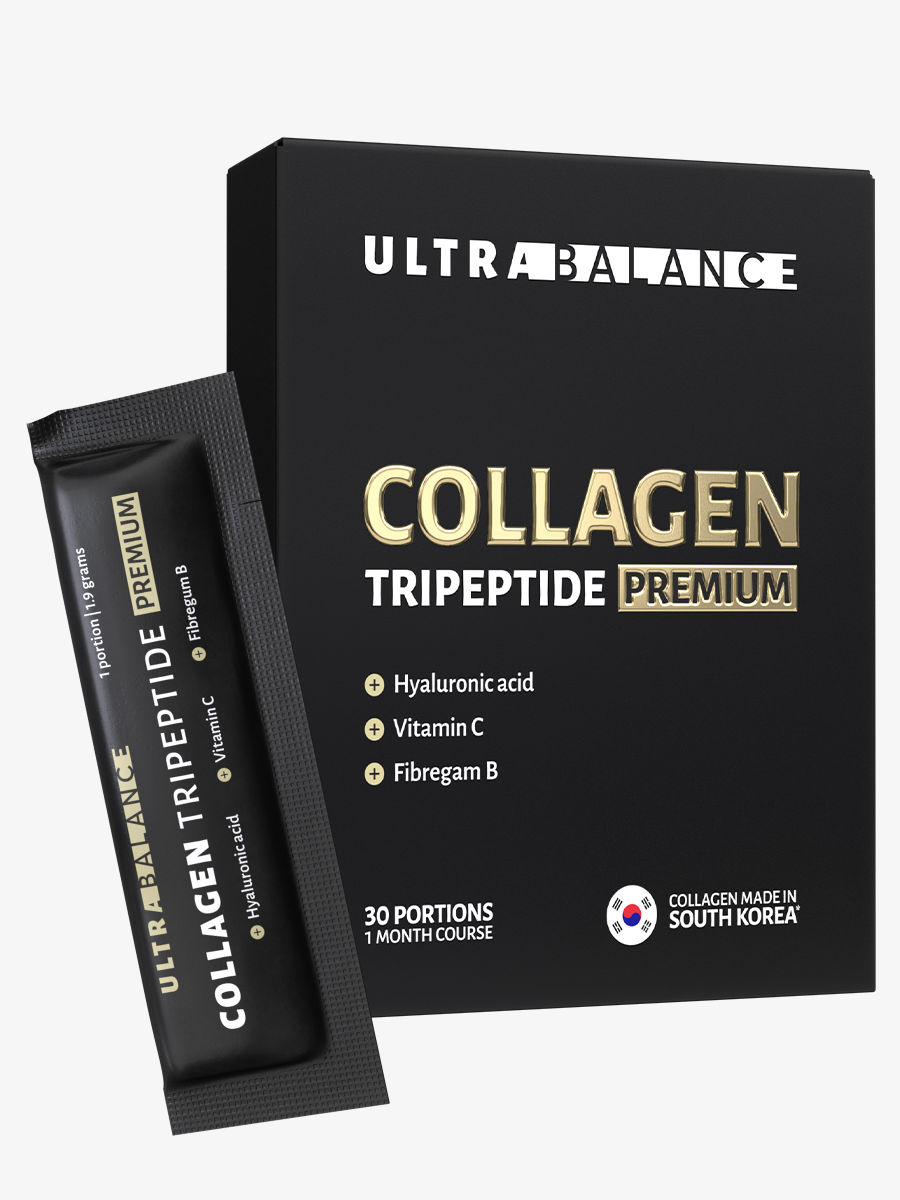 Коллаген морской порошок UltraBalance низкомолекулярный Collagen Tripeptide БАД 30саше с витамином С и гиалуроновой кислотой - фото 1