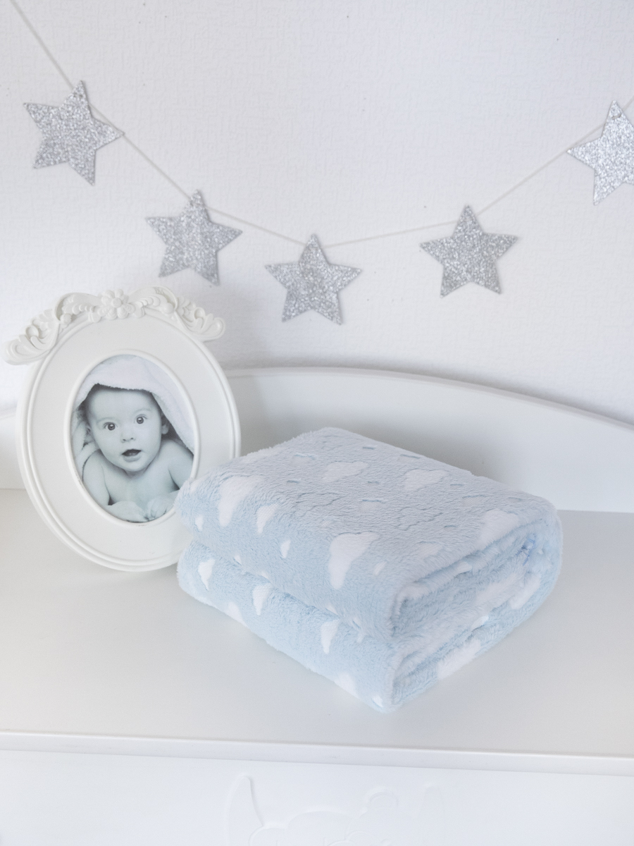 Плед Baby Nice облака голубой велсофт 75 x 100 см - фото 6