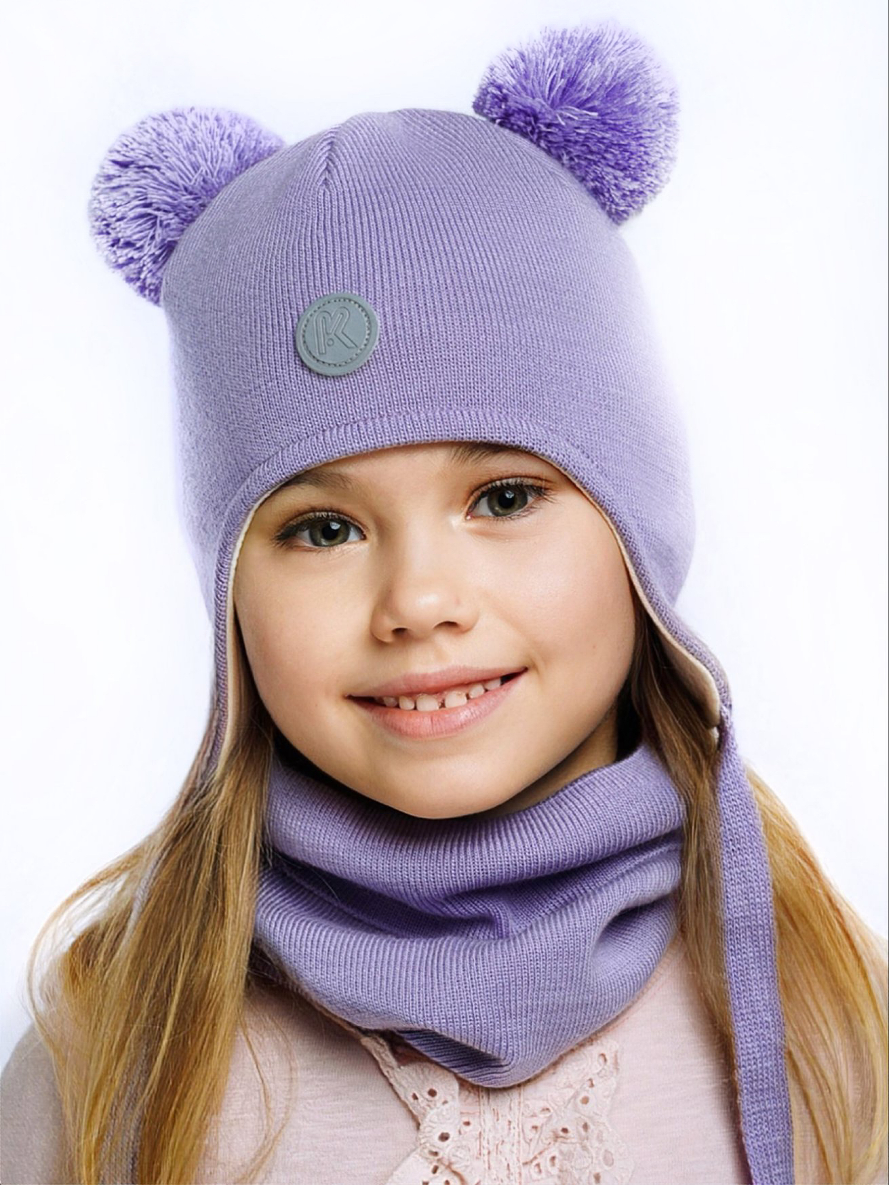 Шапка и снуд ПриКиндер U-Sp22529 Цвет: Сиреневый - фото 1