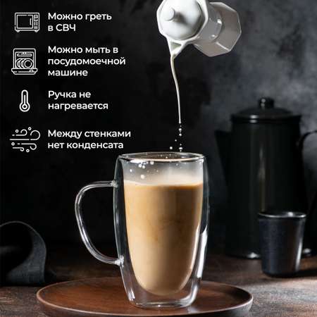 Кружка стеклянная Unifico с двойными стенками 450 мл 1 шт