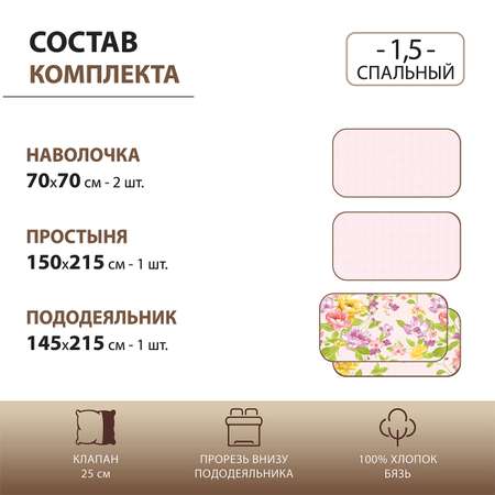 Комплект постельного белья Спал Спалыч Арнелла 1.5-спальное бязь 4170-1+4170а-1
