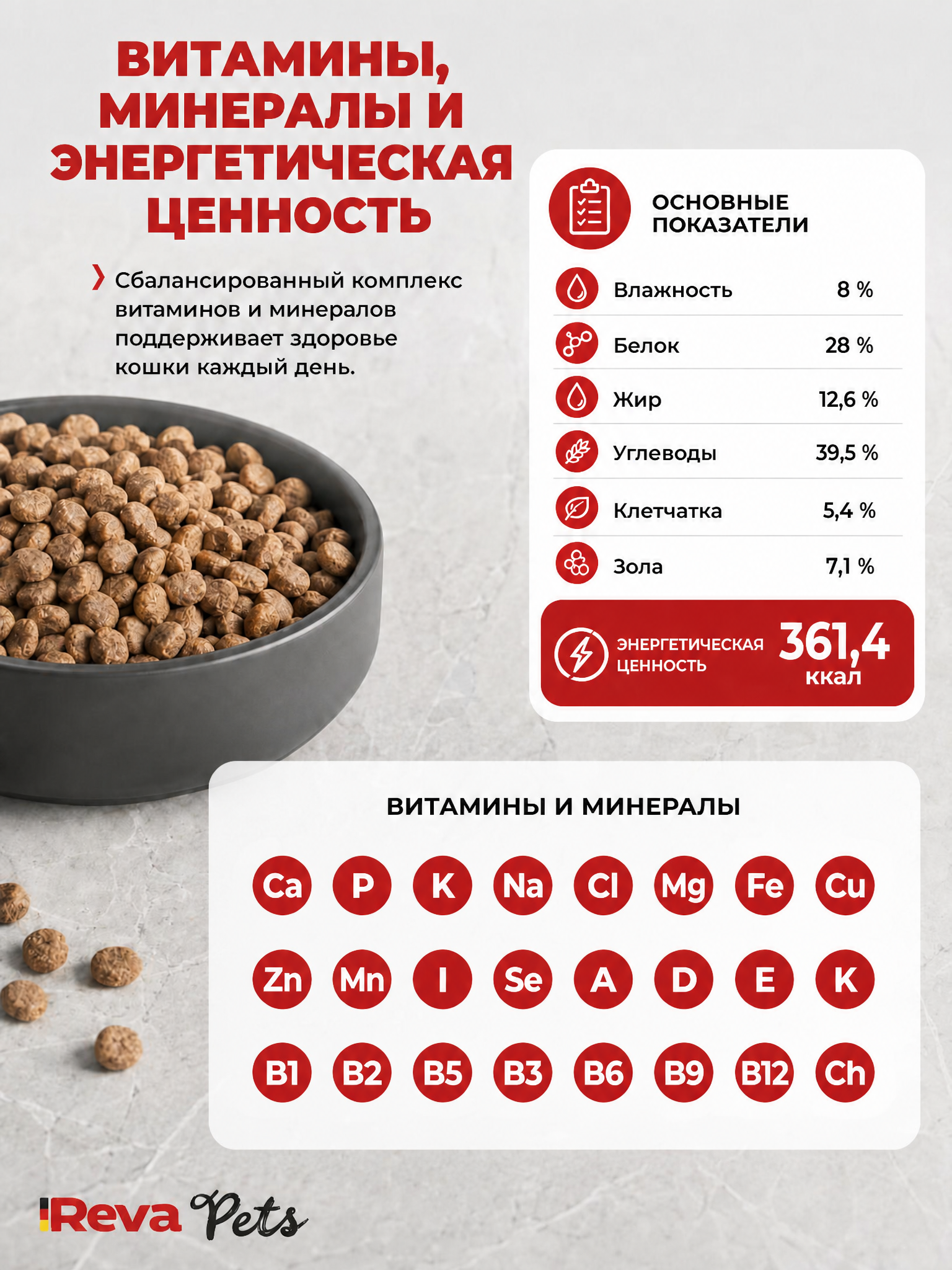 Корм для кошек Reva Care сухой полнорационный для всех пород ассорти 1,5 кг - фото 3