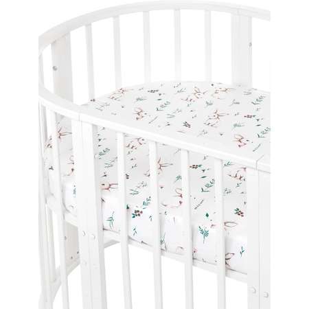 Простынь на резинке Lemony kids Rabbit Белый овальная поплин