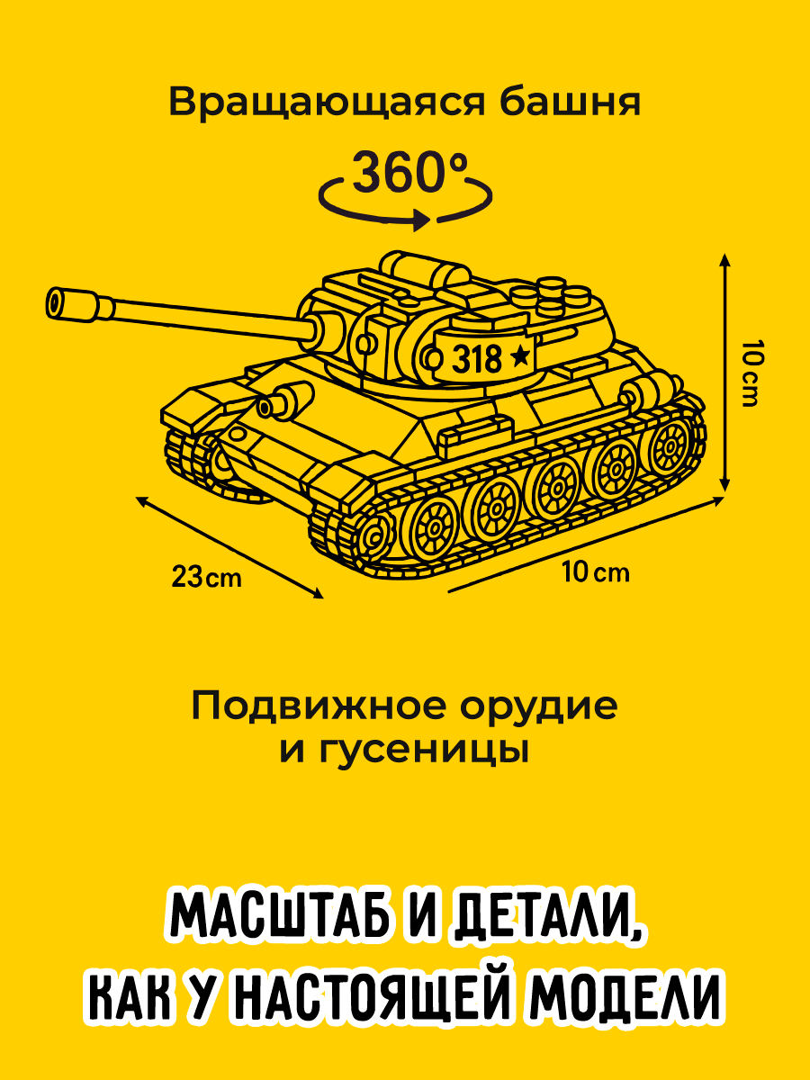 Конструктор BAZUMI Technic Советский танк Т-34 подарок 578 дет. - фото 7
