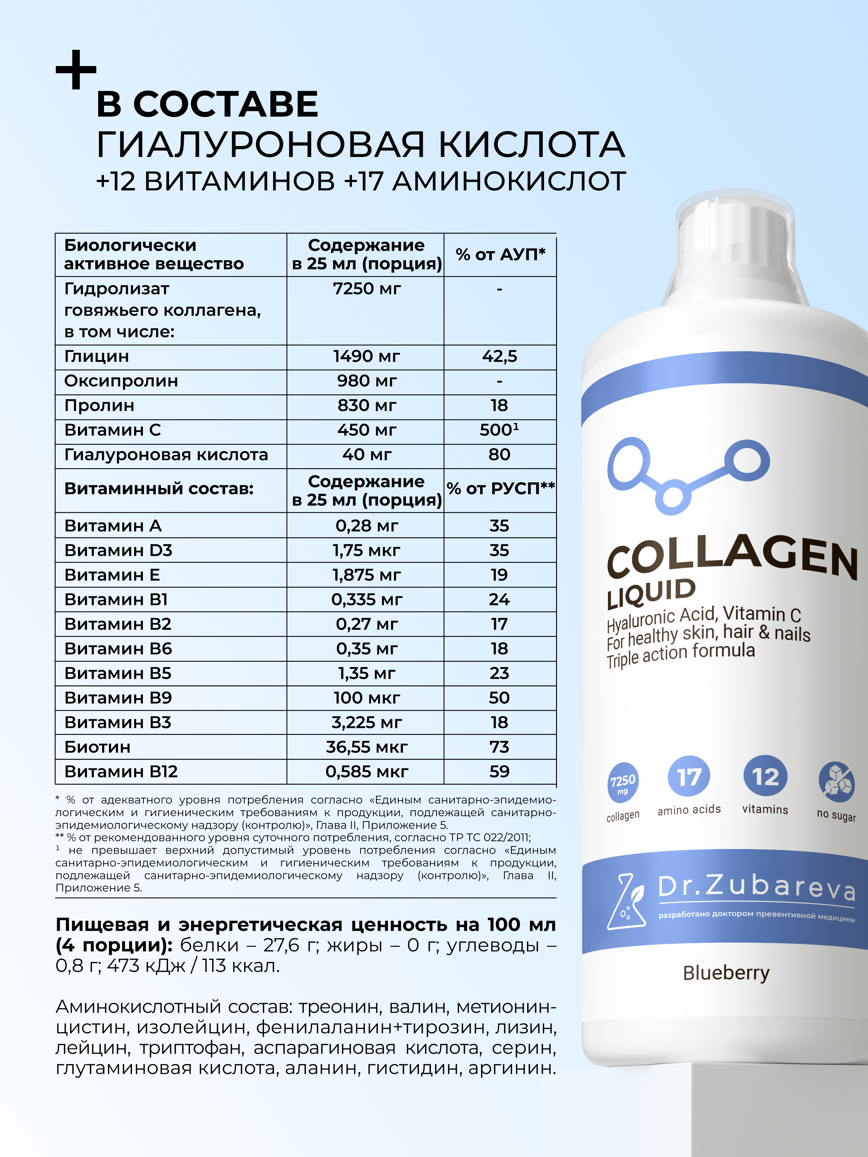 Питьевой концентрат Collagen Dr. Zubareva Черника - фото 5