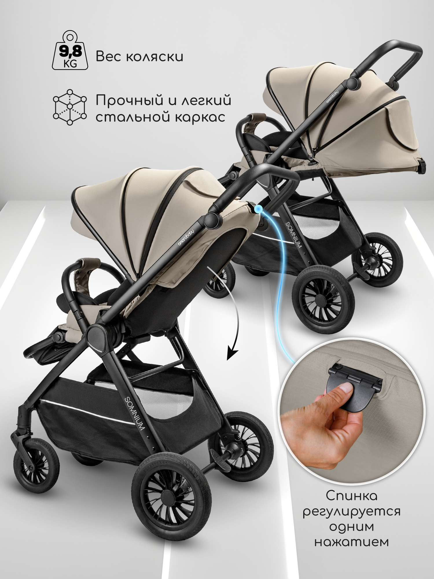Коляска прогулочная Amarobaby Somnium - фото 8