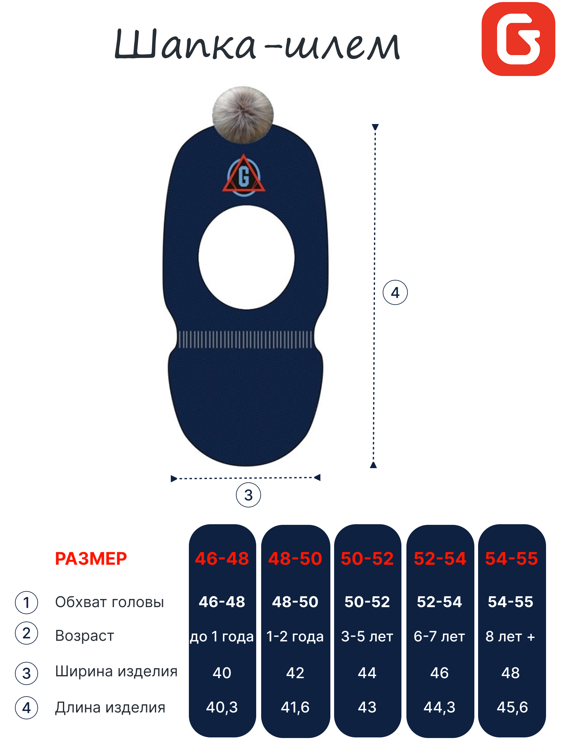 Шапка-шлем GUSTI GW24AC1178B-NAVY - фото 5