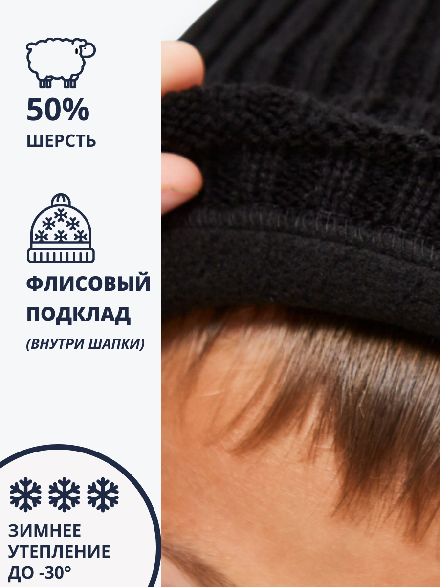 Шапка и снуд NYCkids NYC-H-53-poloski-blackB - фото 5