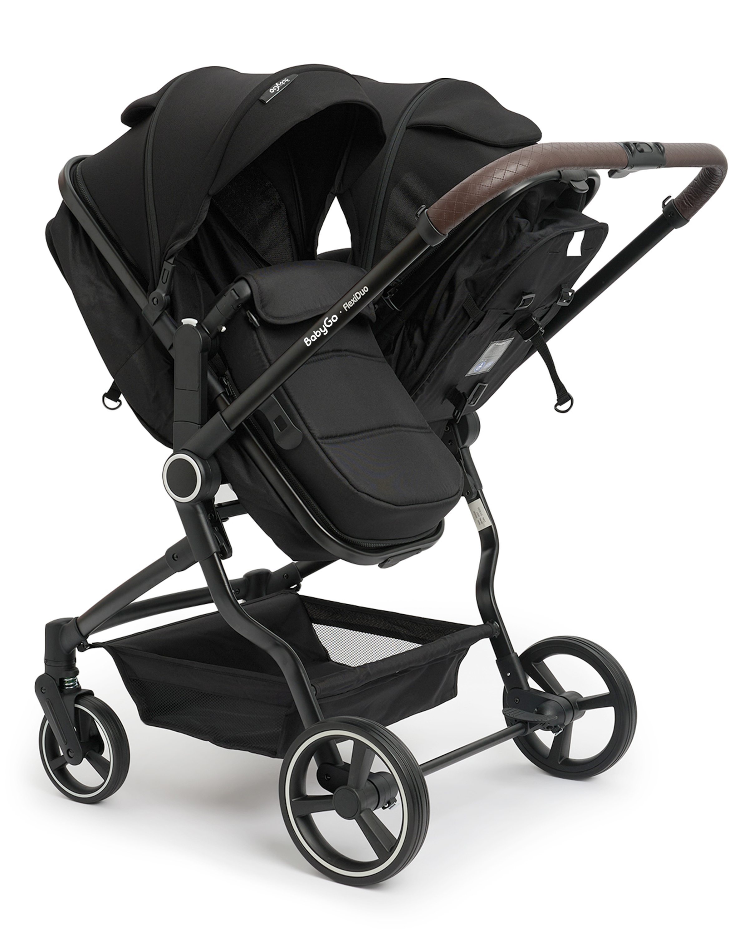 Коляска прогулочная для двойни BabyGo Flexi Duo New черный - фото 19
