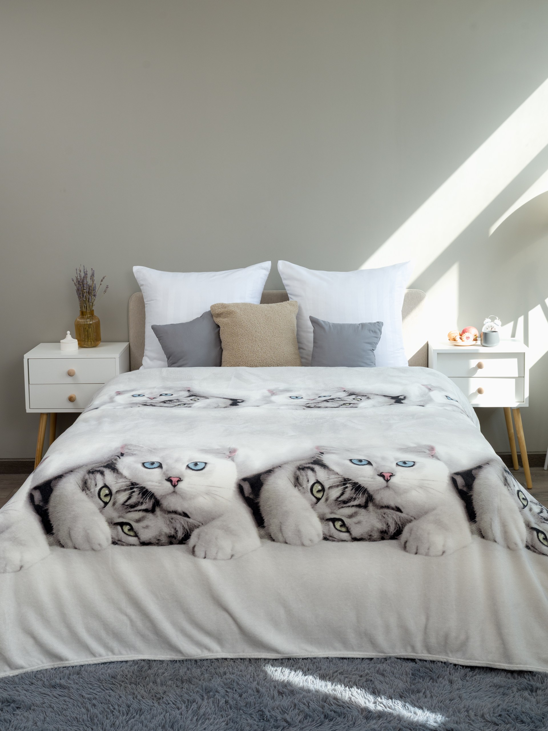 Плед PAVLine Белые котики 200 x 220 см - фото 2