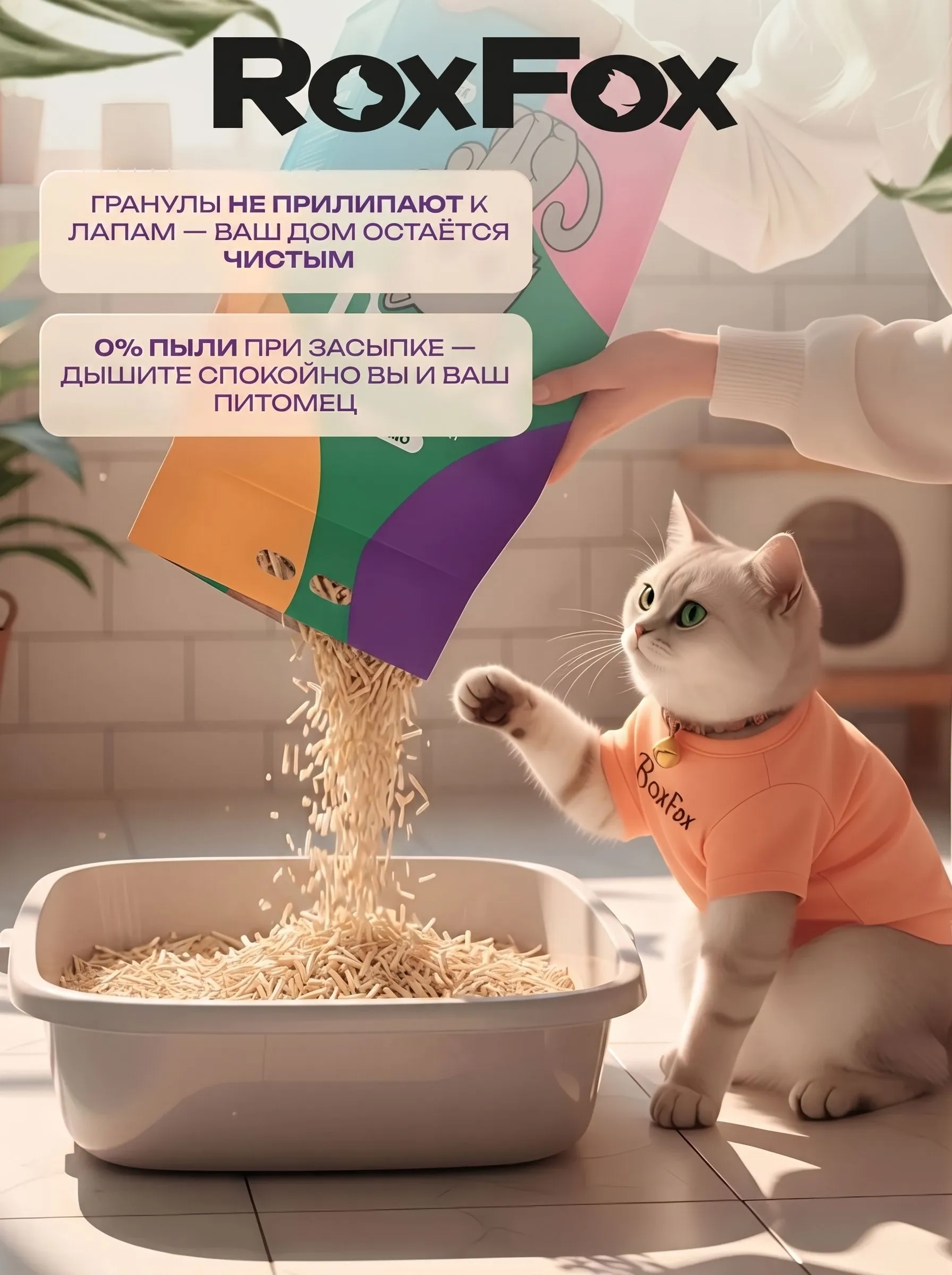 Наполнитель RoxFox растительный Без аромата 7 л 2.5 кг комкующийся - фото 2