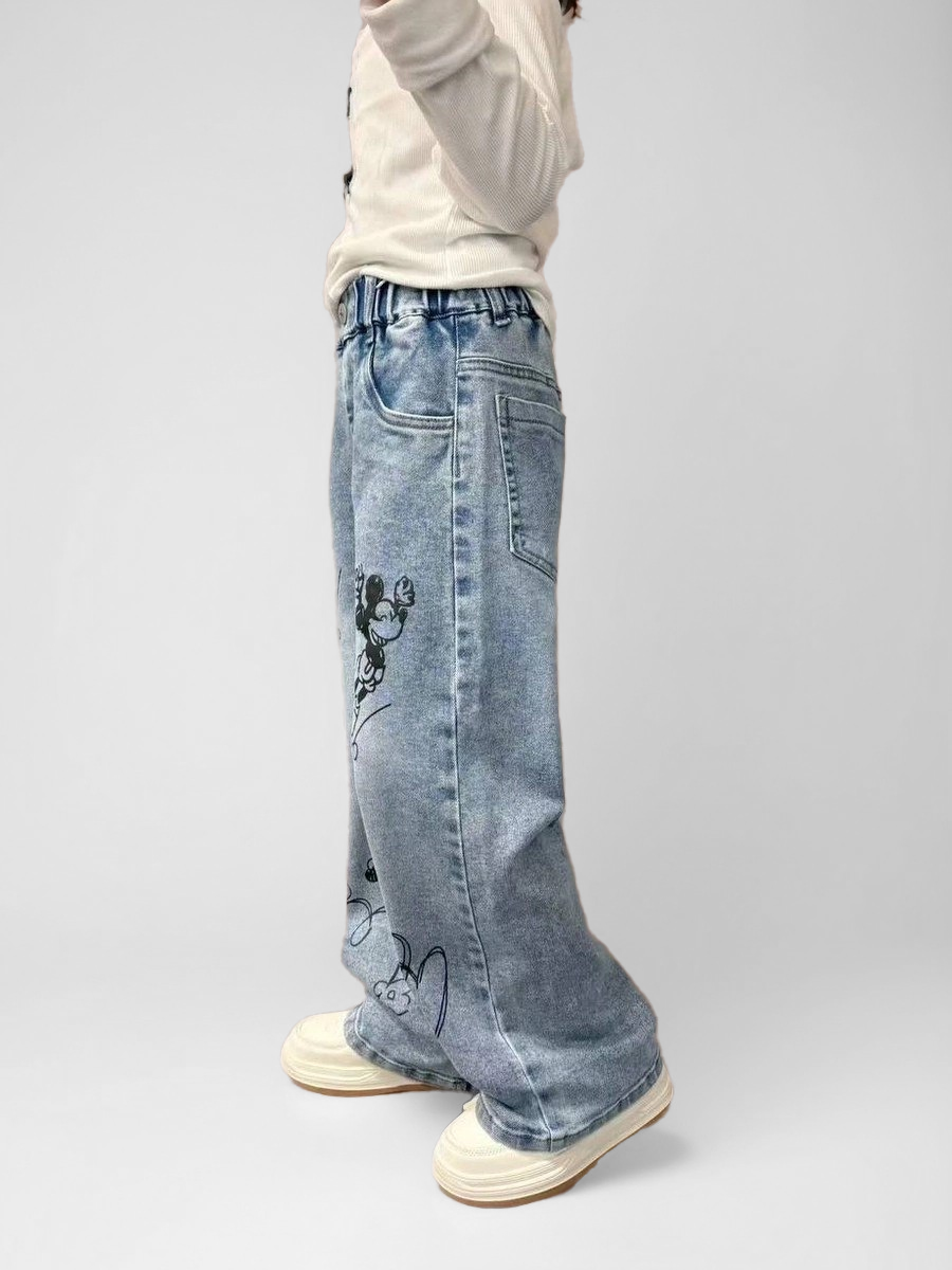 Джинсы iUkoworld Джинсы детские на резинке широкие - фото 3