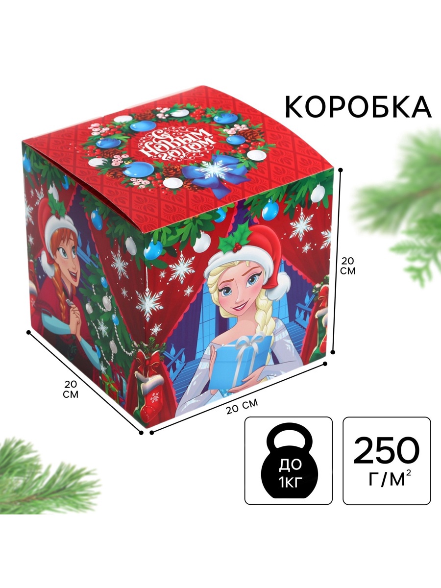 Изображение товара Складная новогодняя коробка Disney "С Новым годом" 20х20х20 см