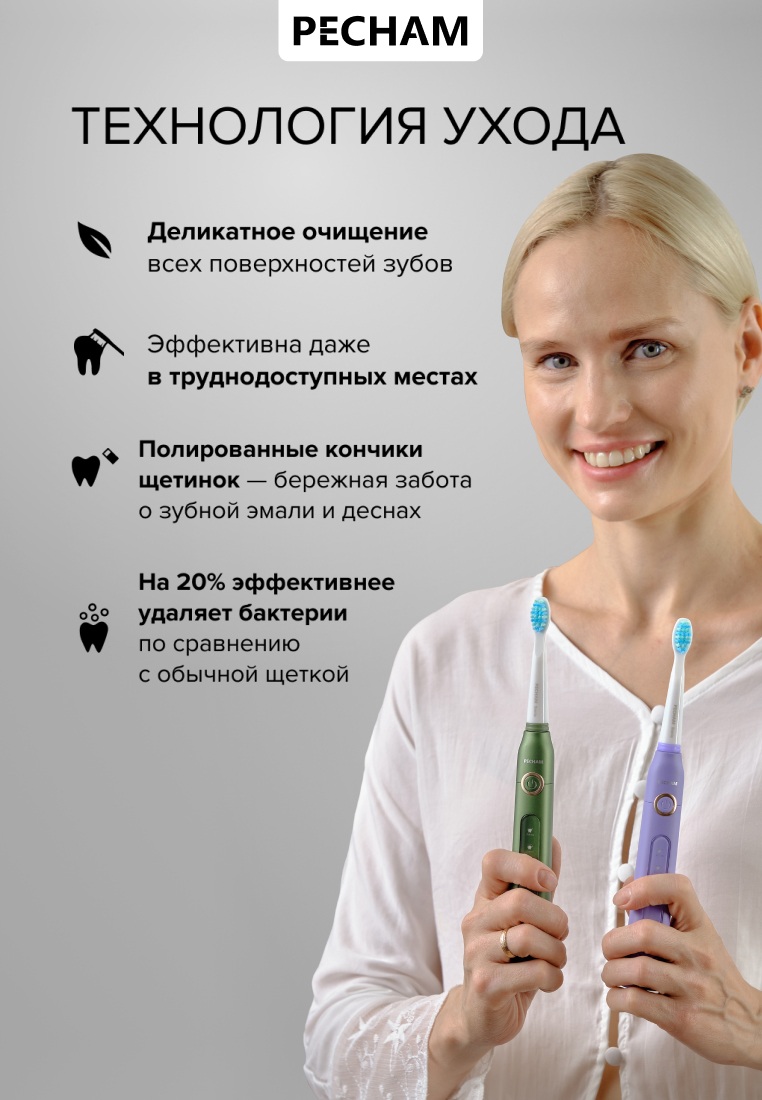 Зубная щетка электрическая PECHAM 1 шт. - фото 9