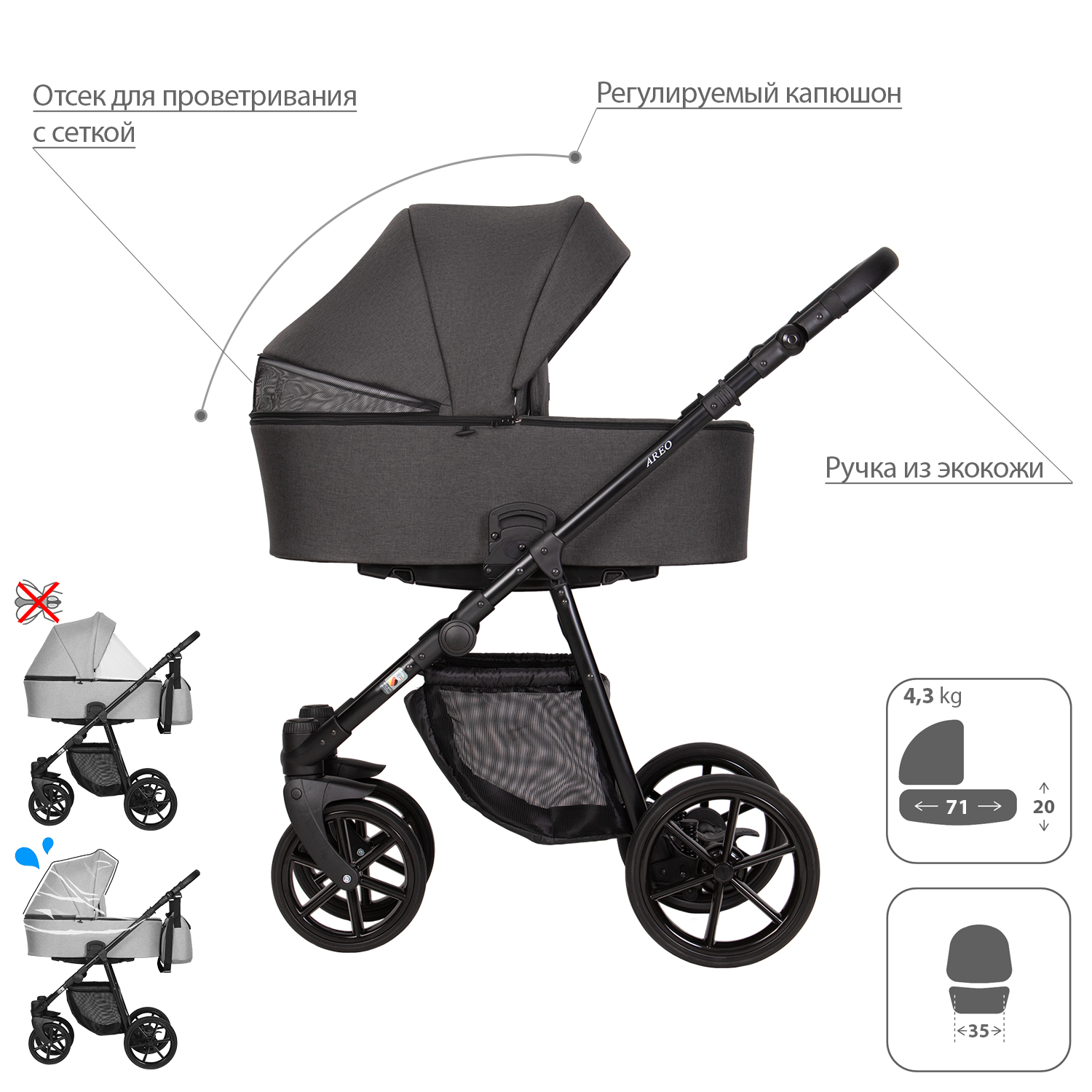 Коляска 2 в 1 Kitelli Areo LUX - фото 2