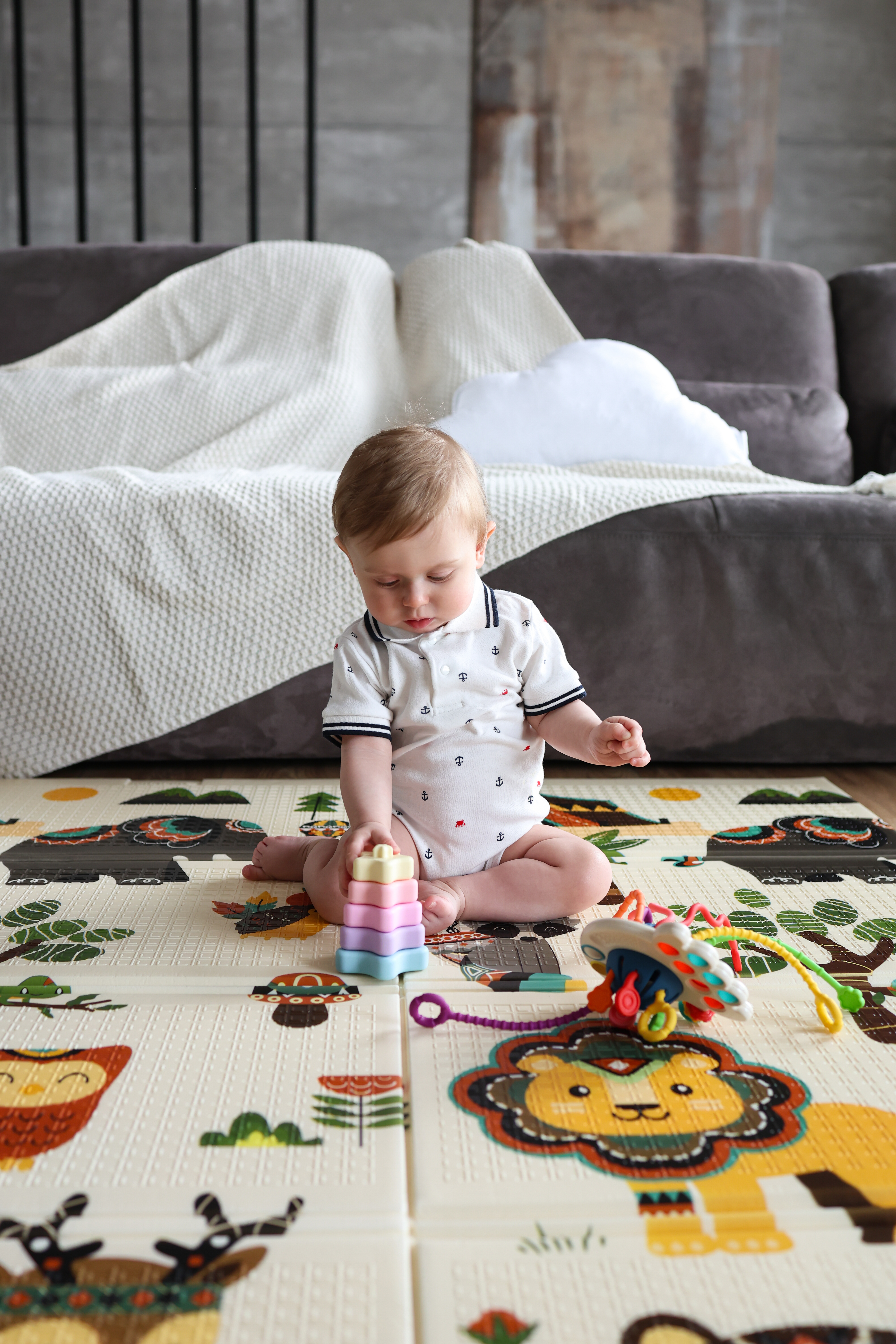 Детский складной коврик METOMI Дорога/Веселые животные 180 x 120 см - фото 11