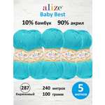 Пряжа для вязания Alize baby best бамбук акрил с эффектом антипиллинг 100 г 240 м 287 бирюзовый 5 мотков
