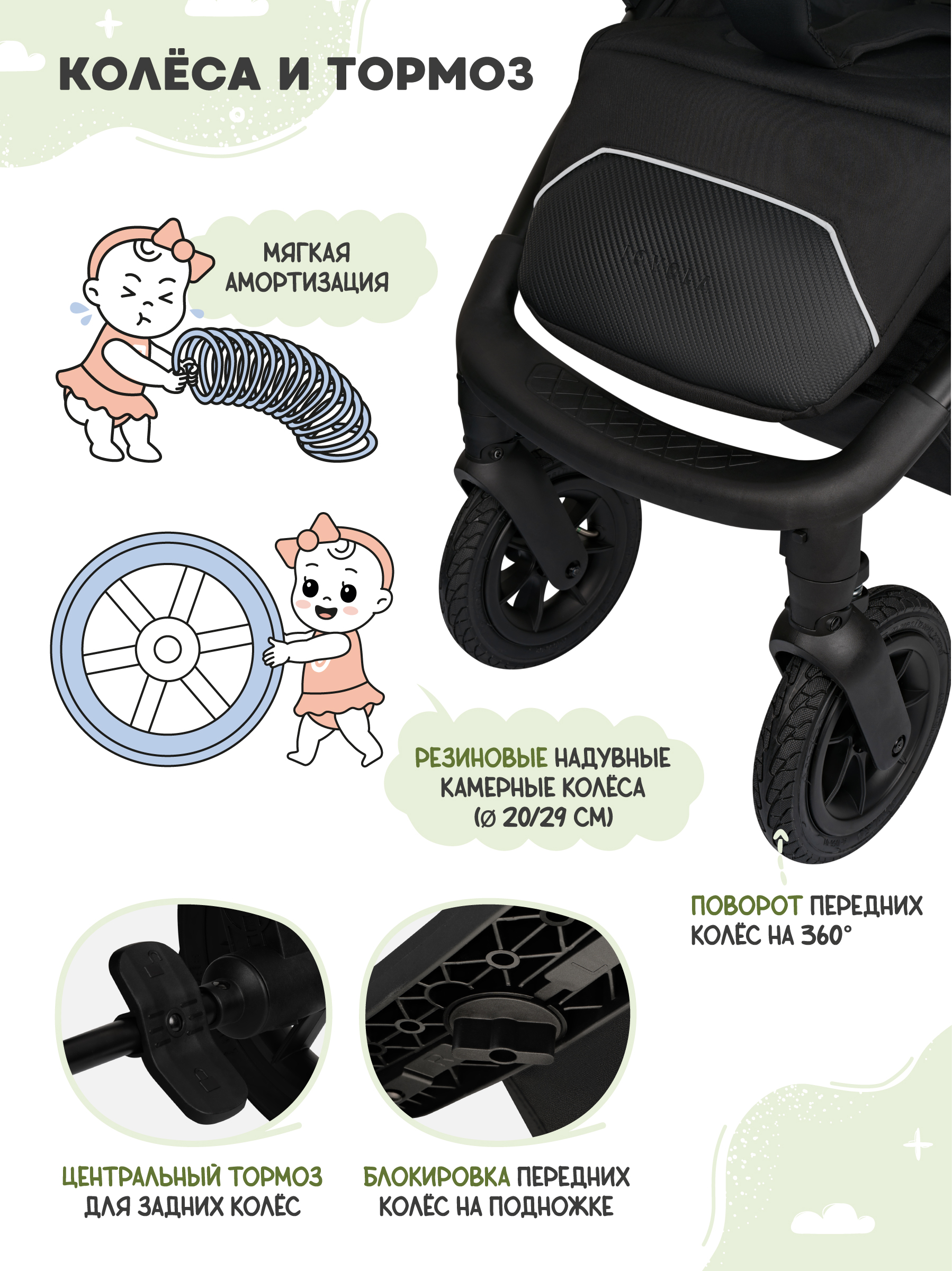 Коляска прогулочная JOVOLA Selena Air new черный - фото 11