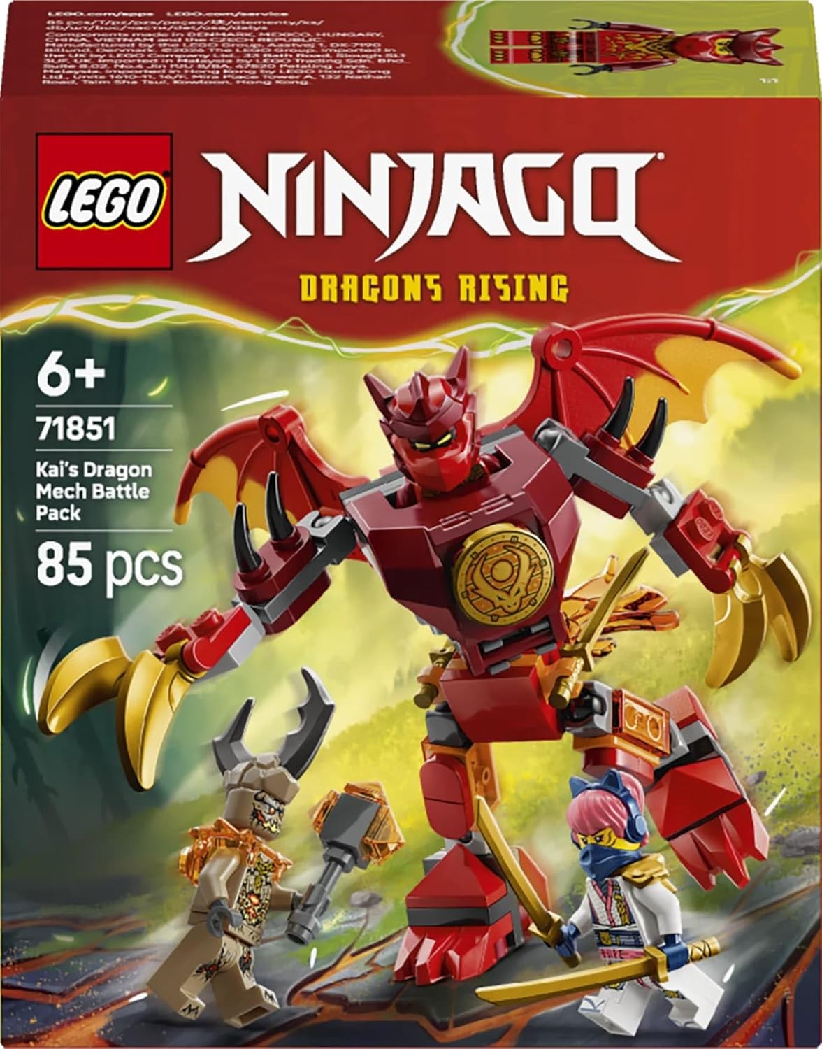 Конструктор LEGO NINJAGO Боевой набор Робот-дракон Кая 85 дет. - фото 4