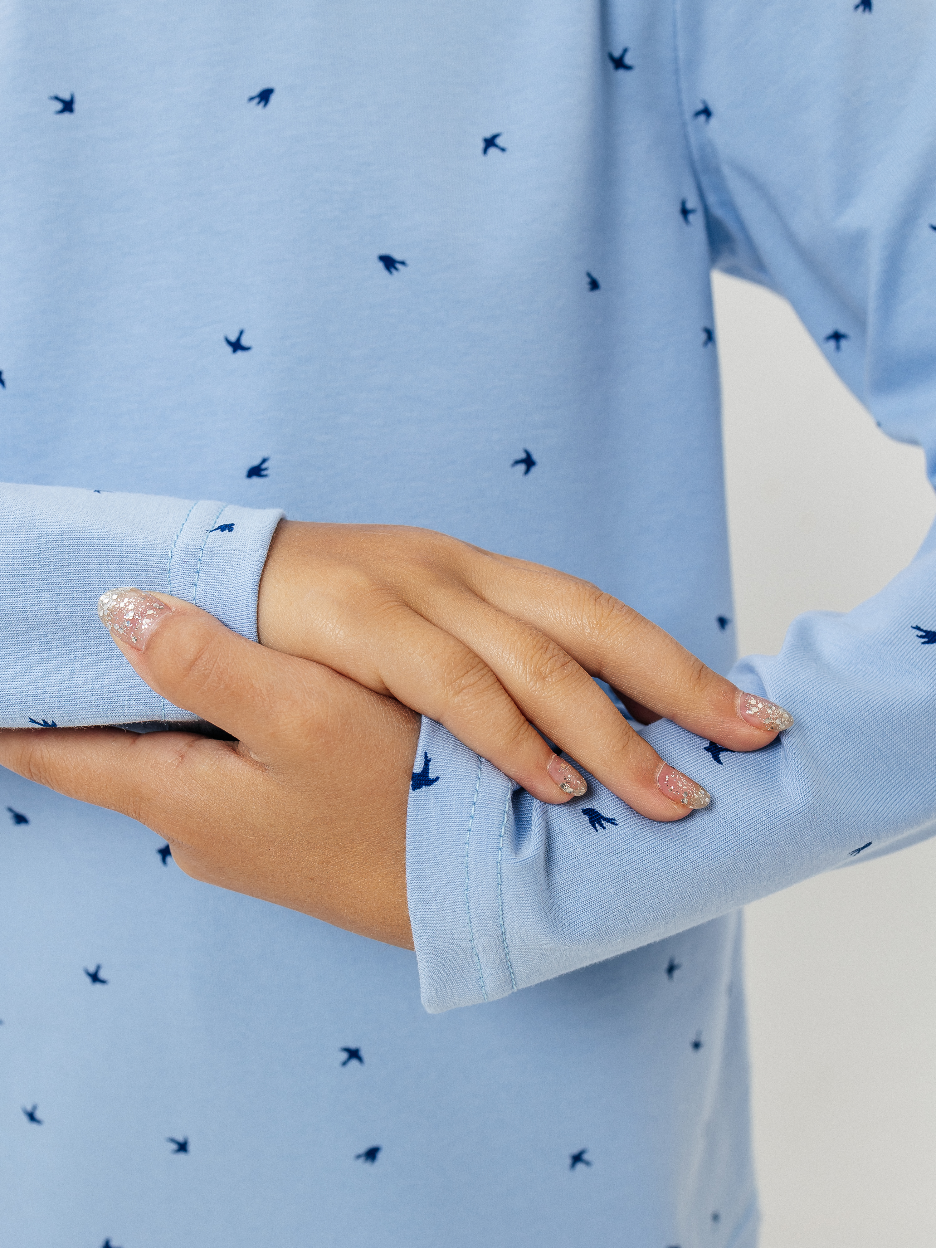 Лонгслив Селтекс Ю_ДК68 голубой/ласточки синий - фото 3