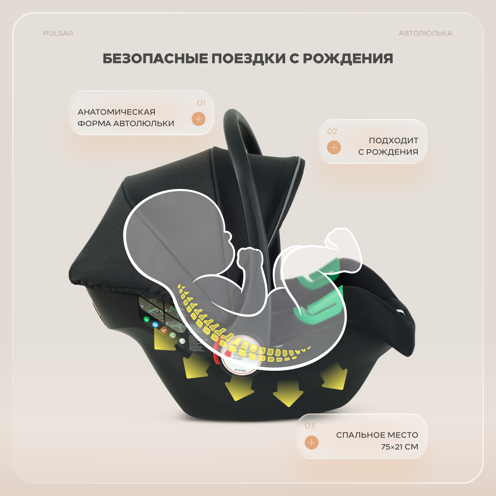 Коляска 3в1 Rant Basic Pulsar plus 3 в 1 черный - фото 14