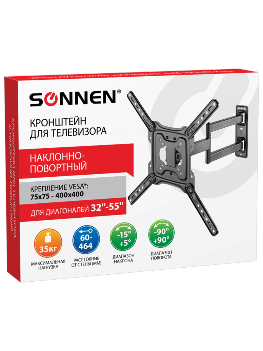 Кронштейн Sonnen для телевизора на стену крепление до 55 дюймов 35 кг - фото 7