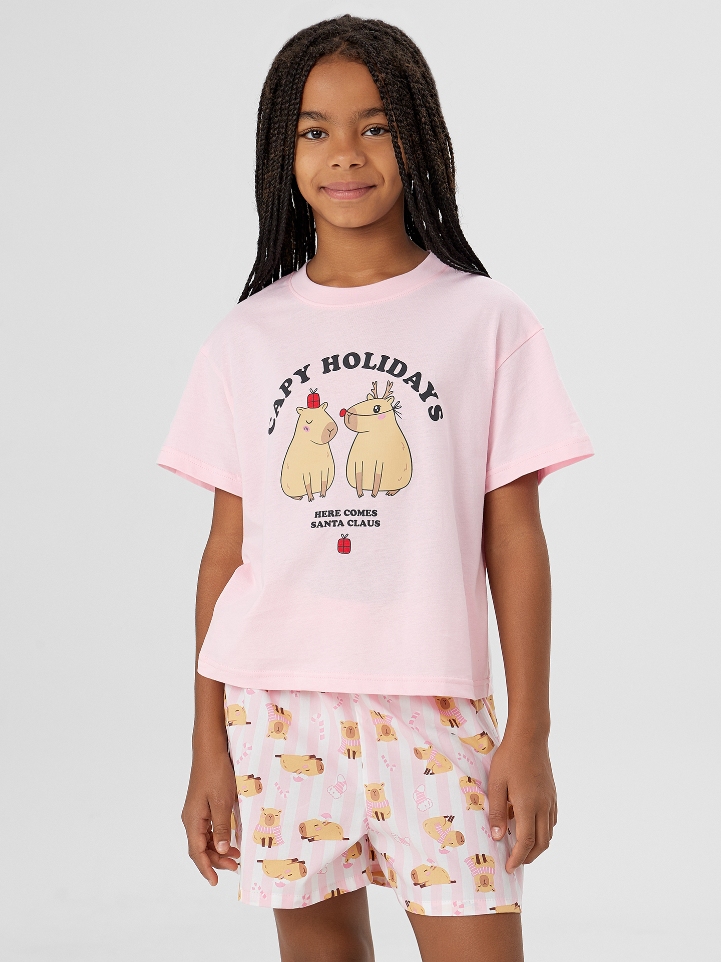 Пижама Mark Formelle (Марк Формэль) 567748/розовая сказка +капибары на розовой полоске - фото 3