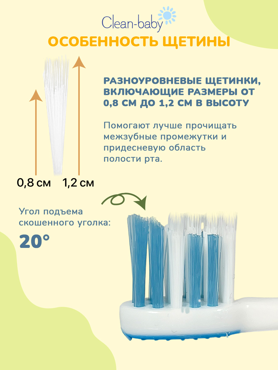 Зубная щетка классическая Clean-baby от 0 лет 2 шт. - фото 3