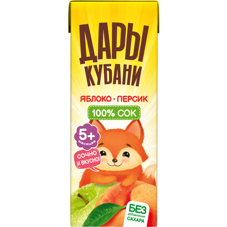 Сок Дары Кубани Яблоко-Персик с 5 мес 0.2 л 15 шт.