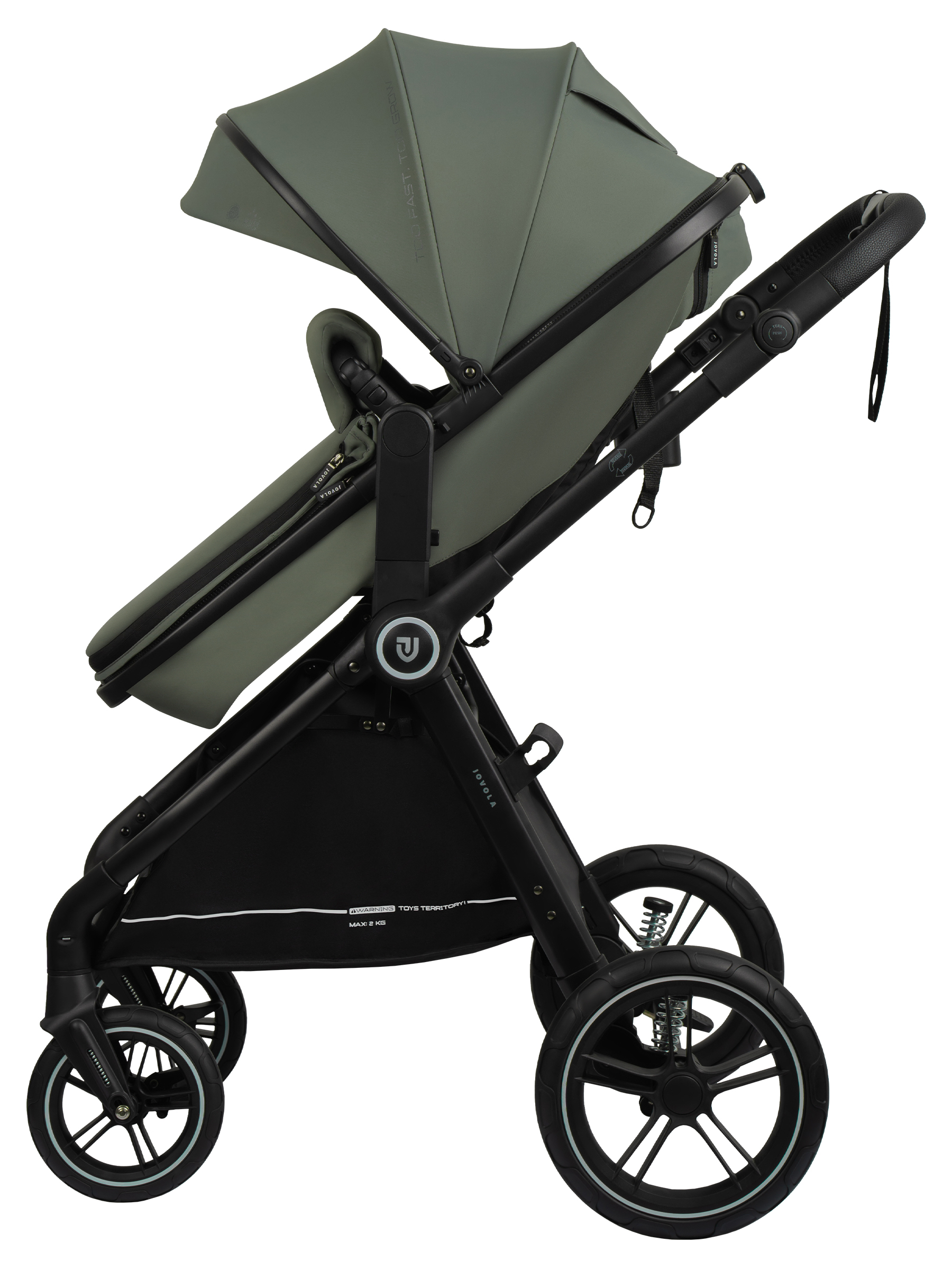 Коляска трансформер JOVOLA Truck, перекидная ручка зеленый - фото 11