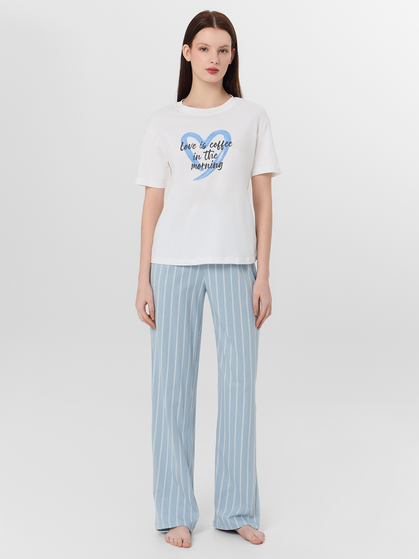 Пижама Mark Formelle (Марк Формэль) 592635/белый +полоска на голубом - фото 1