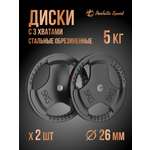 Диск обрезиненный Perfetto Sport с тремя хватами 5,0 кг 2 шт PS-827