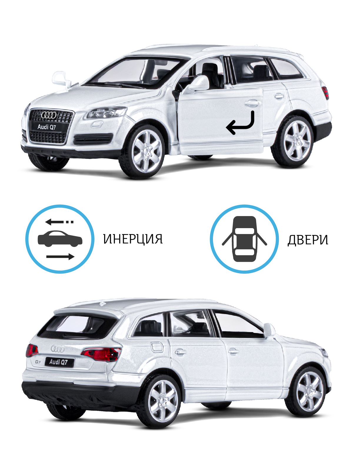 Внедорожник АВТОпанорама Audi Q7 1:43 JB1200128 - фото 2
