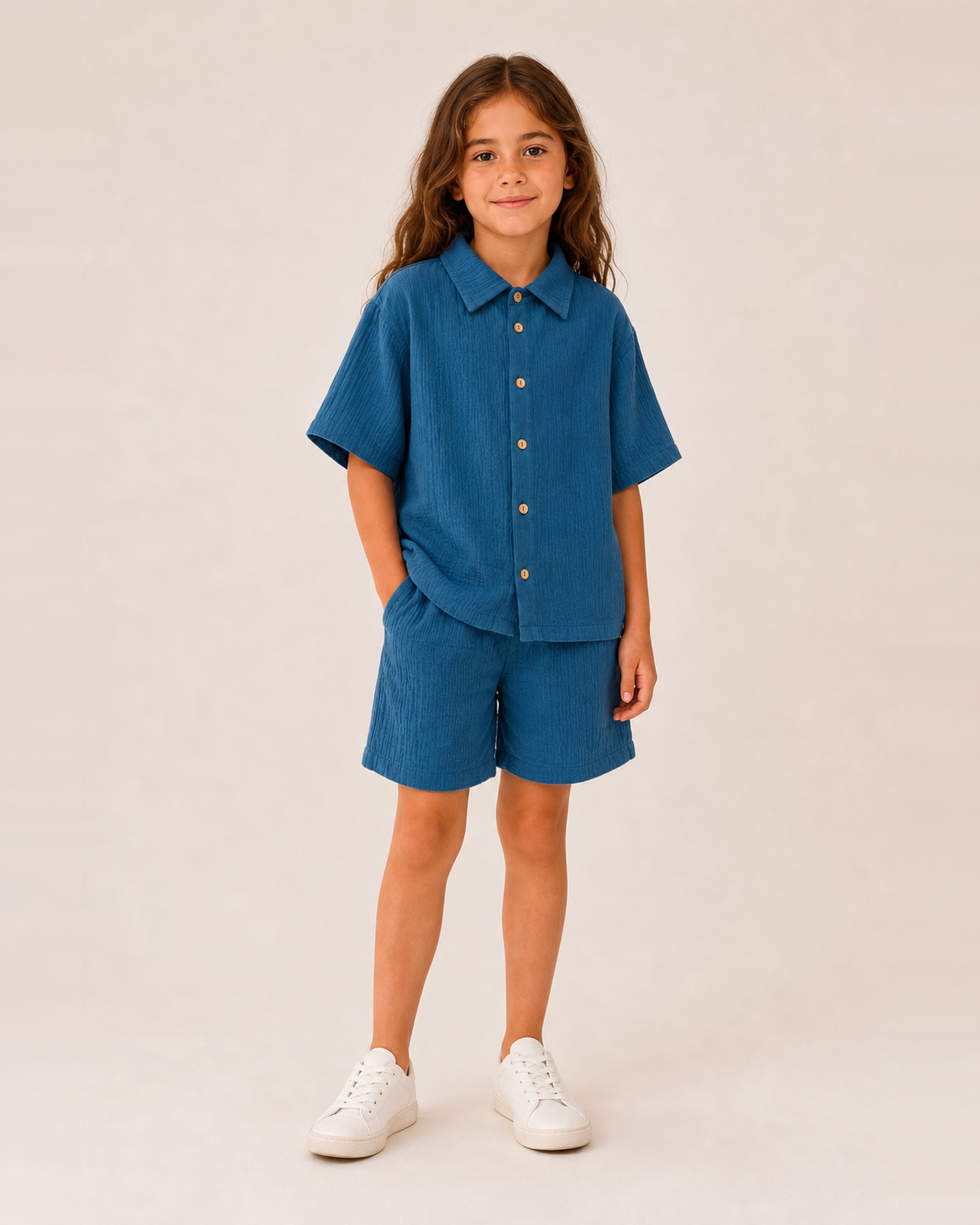 Рубашка и шорты Leli dress костюм_с_шортами_муслин_морская_волна - фото 4