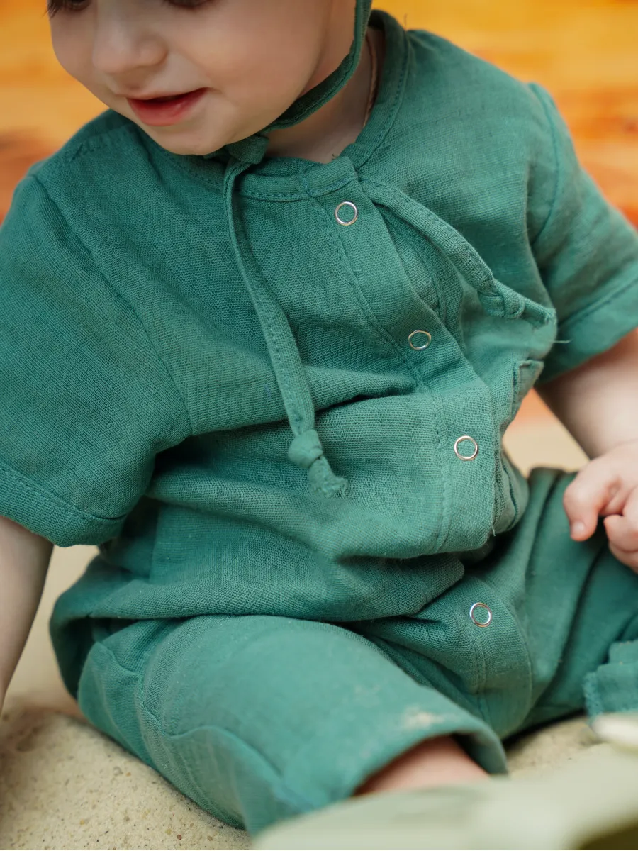 Песочник с панамкой Супер Пупс кос/мусл/хаки - фото 16