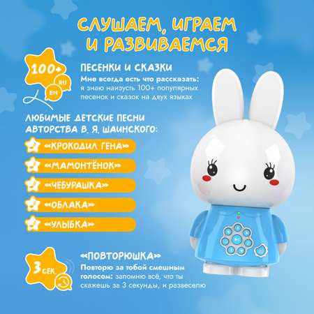 Игрушка музыкальная обучающая alilo Медовый зайка G6+ интерактивная Голубой 60961