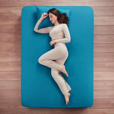 Простыня на резинке 160х200 см Mrs.Stretch Mr.Jersy натяжная трикотажная цвет морская волна
