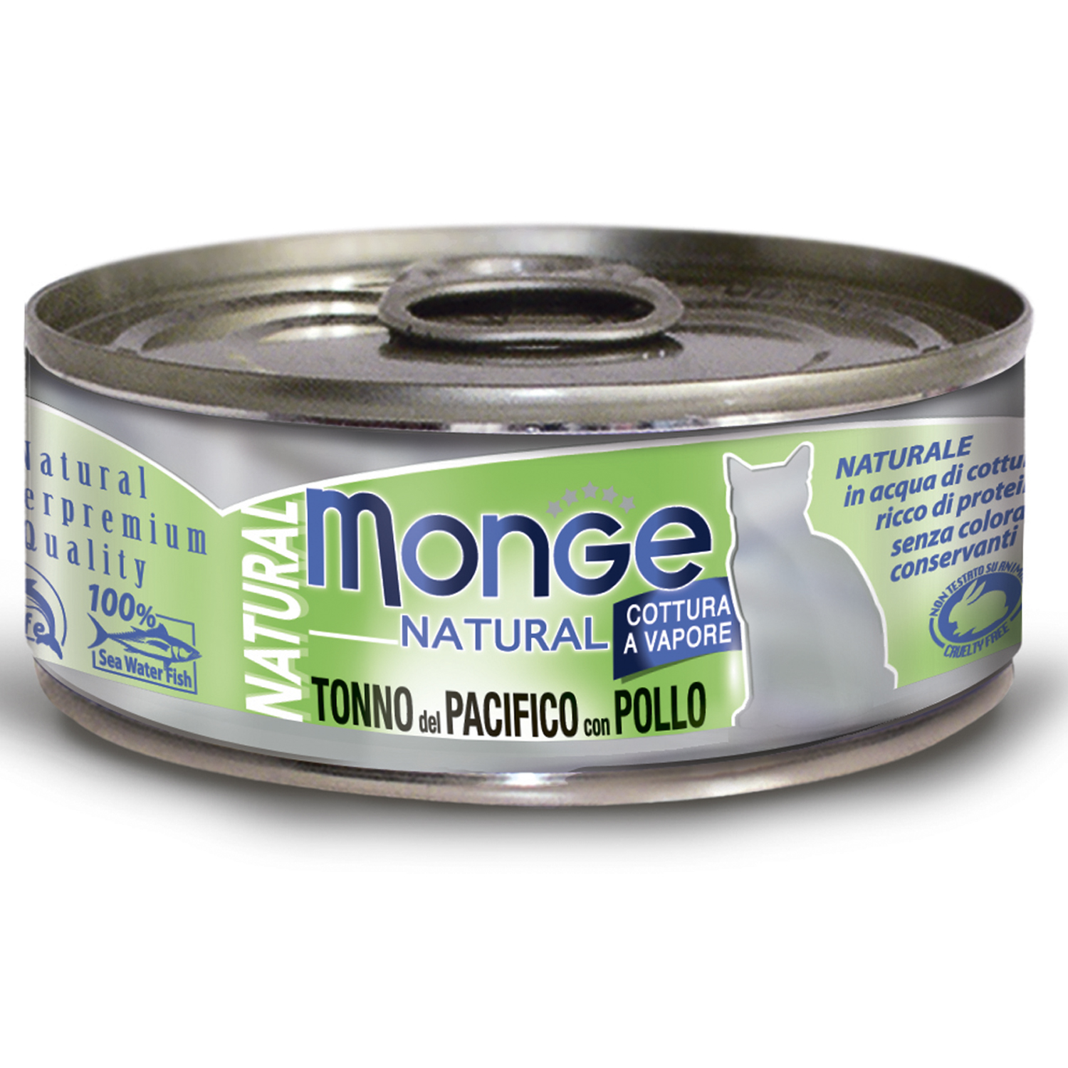 Корм влажный для кошек MONGE Natural 80г тихоокеанский тунец с курицей консервированный - фото 1
